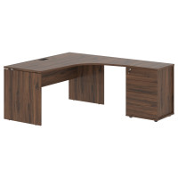 Стол эргономичный с тумбой EDCET 1518(R) Дуб Денвер тёмный/Черный 1560х1880х750 EDIS