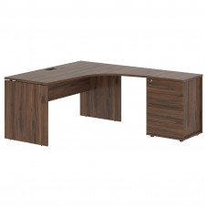 Стол эргономичный с тумбой EDCET 1518(R) Дуб Денвер тёмный/Черный 1560х1880х750 EDIS