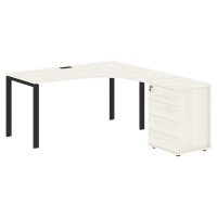 Стол эргономичный с тумбой EUCET 1518(R) Ясень Траун/Черный 1560х1880х750 EDIS