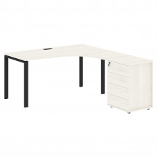 Стол эргономичный с тумбой EUCET 1518(R) Ясень Траун/Черный 1560х1880х750 EDIS