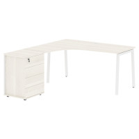 Стол эргономичный с тумбой ELCET 1518(L) Ясень Траун/Белый 1560х1880х750 EDIS