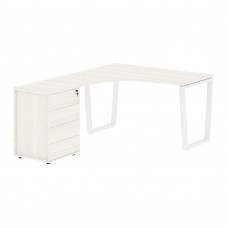 Стол эргономичный с тумбой EVCET 1318(L) Ясень Траун/Белый 1360х1880х750 EDIS