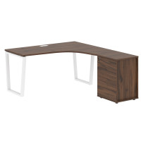 Стол эргономичный с тумбой EVCET 1518(R) Дуб Денвер тёмный/Белый 1560х1880х750 EDIS