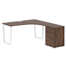 Стол эргономичный с тумбой EVCET 1518(R) Дуб Денвер тёмный/Белый 1560х1880х750 EDIS