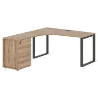 Стол эргономичный с тумбой EQCET 1518(L) Дуб Денвер светлый/Мокко 1560х1880х750 EDIS