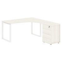 Стол эргономичный с тумбой EQCET 1518(R) Ясень Траун/Белый 1560х1880х750 EDIS