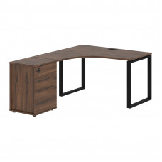 Стол эргономичный с тумбой EQCET 1318(L) Дуб Денвер тёмный/Черный 1360х1880х750 EDIS