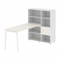 Стол-стеллаж ELRST 1115 Ясень Траун/Белый/Белый 1990х1120х1355 EDIS