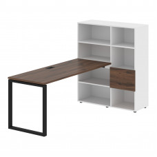 Стол-стеллаж EQRST 1117 Дуб Денвер тёмный/Черный/Белый 2190х1120х1355 EDIS