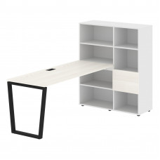 Стол-стеллаж EVRST 1117 Ясень Траун/Черный/Белый 2190х1120х1355 EDIS