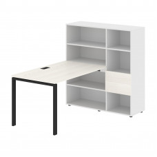 Стол-стеллаж EURST 1213 Ясень Траун/Черный/Белый 1790х1250х1355 EDIS