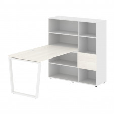 Стол-стеллаж EVRST 1213 Ясень Траун/Белый/Белый 1790х1250х1355 EDIS