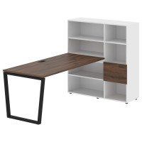 Стол-стеллаж EVRST 1217 Дуб Денвер тёмный/Черный/Белый 2190х1250х1355 EDIS