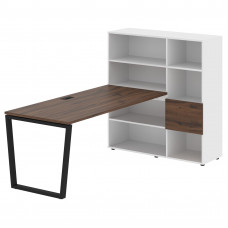 Стол-стеллаж EVRST 1217 Дуб Денвер тёмный/Черный/Белый 2190х1250х1355 EDIS