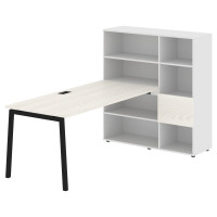 Стол-стеллаж ELRST 1217 Ясень Траун/Черный/Белый 1790х1250х1355 EDIS