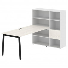 Стол-стеллаж ELRST 1217 Ясень Траун/Черный/Белый 1790х1250х1355 EDIS