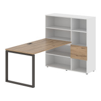 Стол-стеллаж EQRST 1215 Дуб Денвер светлый/Мокко/Белый 1990х1250х1355 EDIS