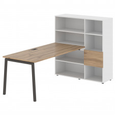 Стол-стеллаж ELRST 1217 Дуб Денвер светлый/Мокко/Белый 2190х1250х1355 EDIS