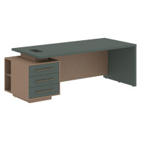 Стол руководителя с тумбой VCT 2290(L) Нефрит/Бронза браш/Кобра 2200х900х750 VELION