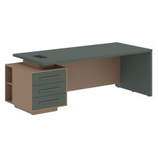 Стол руководителя с тумбой VCT 2290(L) Нефрит/Бронза браш/Кобра 2200х900х750 VELION