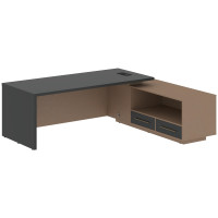 Стол руководителя с тумбой VCT 2319(R) Яшма черный/Бронза браш/Кобра 2300х1900х750 VELION