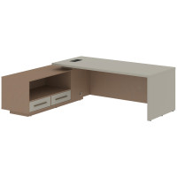 Стол руководителя с тумбой VCT 2319(L) Аметист/Бронза браш/Кобра 2300х1900х750 ВЕЛИОН (VELION)