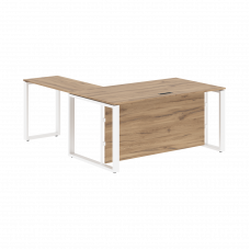 Стол руководителя ECT 1619H Дуб Денвер светлый/Белый 1600х1900х750 ENIO