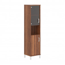 Шкаф-колонка высокая с малой стеклянной дверью и глухой B 431.10(L) Орех Даллас 475х450х2054 BORN