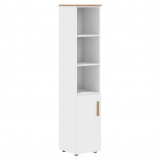 Шкаф колонка с малой дверью (L) и топом FHC 40.5(L) Белый премиум/Дуб Гамильтон 404х429х1983 FORTA