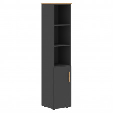 Шкаф колонка с малой дверью (L) и топом FHC 40.5(L) Черный графит/Дуб Гамильтон 404х429х1983 FORTA