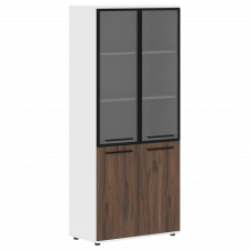 Шкаф высокий широкий EHCS 85.7 Дуб Денвер тёмный/Черный/Белый 852х430х1967 EDIS