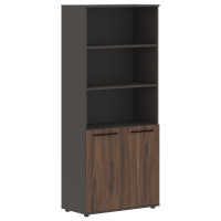 Шкаф высокий широкий EHCS 85.5 Дуб Денвер тёмный/Черный/Мокко 852х430х1967 EDIS