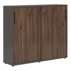 Шкаф средний с дверьми купе EMC 1643 Дуб Денвер тёмный/Черный/Мокко 1606х430х1355 EDIS