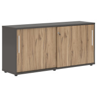 Шкаф низкий с дверьми купе ELC 1643 Дуб Денвер светлый/Белый/Мокко 1606х430х750 EDIS