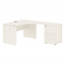 Стол эргономичный с тумбой EDCET 1318(R) Ясень Траун/Мокко 1360х1880х750 EDIS