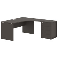 Стол эргономичный с тумбой EDCET 1518(R) Мокко/Белый 1560х1880х750 EDIS