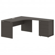 Стол эргономичный с тумбой EDCET 1518(R) Мокко/Белый 1560х1880х750 EDIS