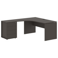 Стол эргономичный с тумбой EDCET 1518(L) Мокко/Черный 1560х1880х750 EDIS