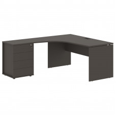 Стол эргономичный с тумбой EDCET 1518(L) Мокко/Черный 1560х1880х750 EDIS