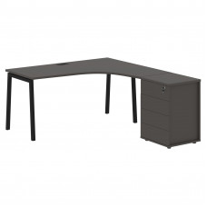 Стол эргономичный с тумбой ELCET 1518(R) Мокко/Черный 1560х1880х750 EDIS