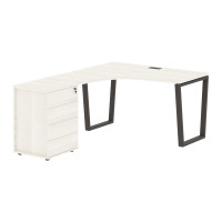 Стол эргономичный с тумбой EVCET 1318(L) Ясень Траун/Мокко 1360х1880х750 EDIS