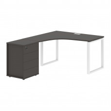 Стол эргономичный с тумбой EQCET 1318(L) Мокко/Белый 1360х1880х750 EDIS