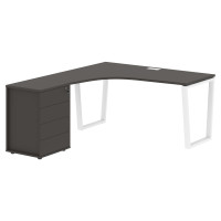 Стол эргономичный с тумбой EVCET 1518(L) Мокко/Белый 1560х1880х750 EDIS