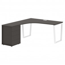 Стол эргономичный с тумбой EVCET 1518(L) Мокко/Белый 1560х1880х750 EDIS