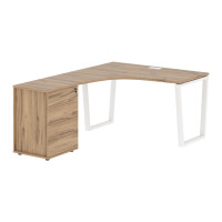 Стол эргономичный с тумбой EVCET 1318(L) Дуб Денвер светлый/Белый 1360х1880х750 EDIS