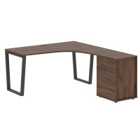 Стол эргономичный с тумбой EVCET 1518(R) Дуб Денвер тёмный/Мокко 1560х1880х750 EDIS