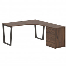 Стол эргономичный с тумбой EVCET 1518(R) Дуб Денвер тёмный/Мокко 1560х1880х750 EDIS