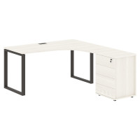 Стол эргономичный с тумбой EQCET 1518(R) Ясень Траун/Мокко 1560х1880х750 EDIS