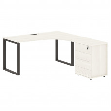 Стол эргономичный с тумбой EQCET 1518(R) Ясень Траун/Мокко 1560х1880х750 EDIS