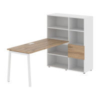 Стол-стеллаж ELRST 1115 Дуб Денвер светлый/Белый/Белый 1990х1120х1355 EDIS